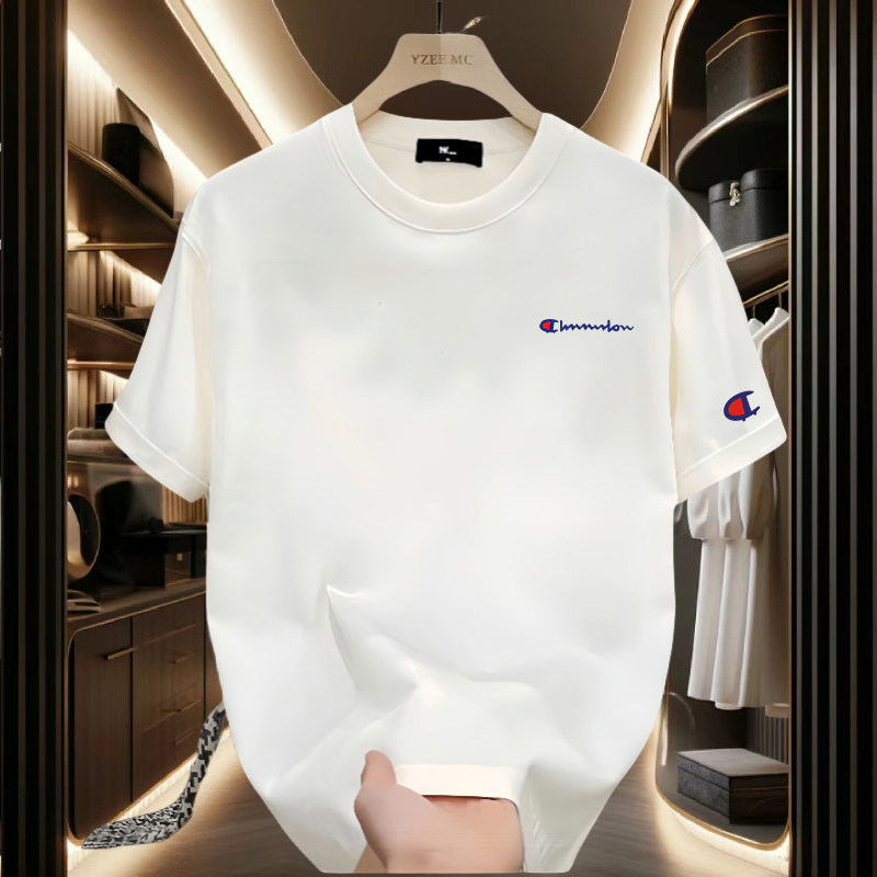 潮牌白色短袖T恤男士2025年夏季新款印花刺绣半袖宽松T恤衫男款