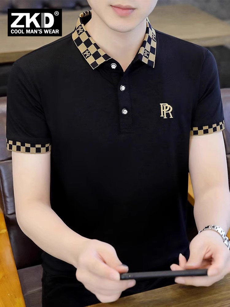 高端Polo衫男士短袖t恤夏季2025新款商务休闲翻领长袖Polo衫男士