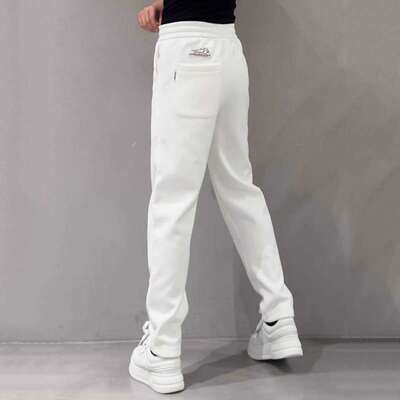 高端白色直筒卫裤男士春秋冬季2025新款加绒男裤运动休闲裤子男款