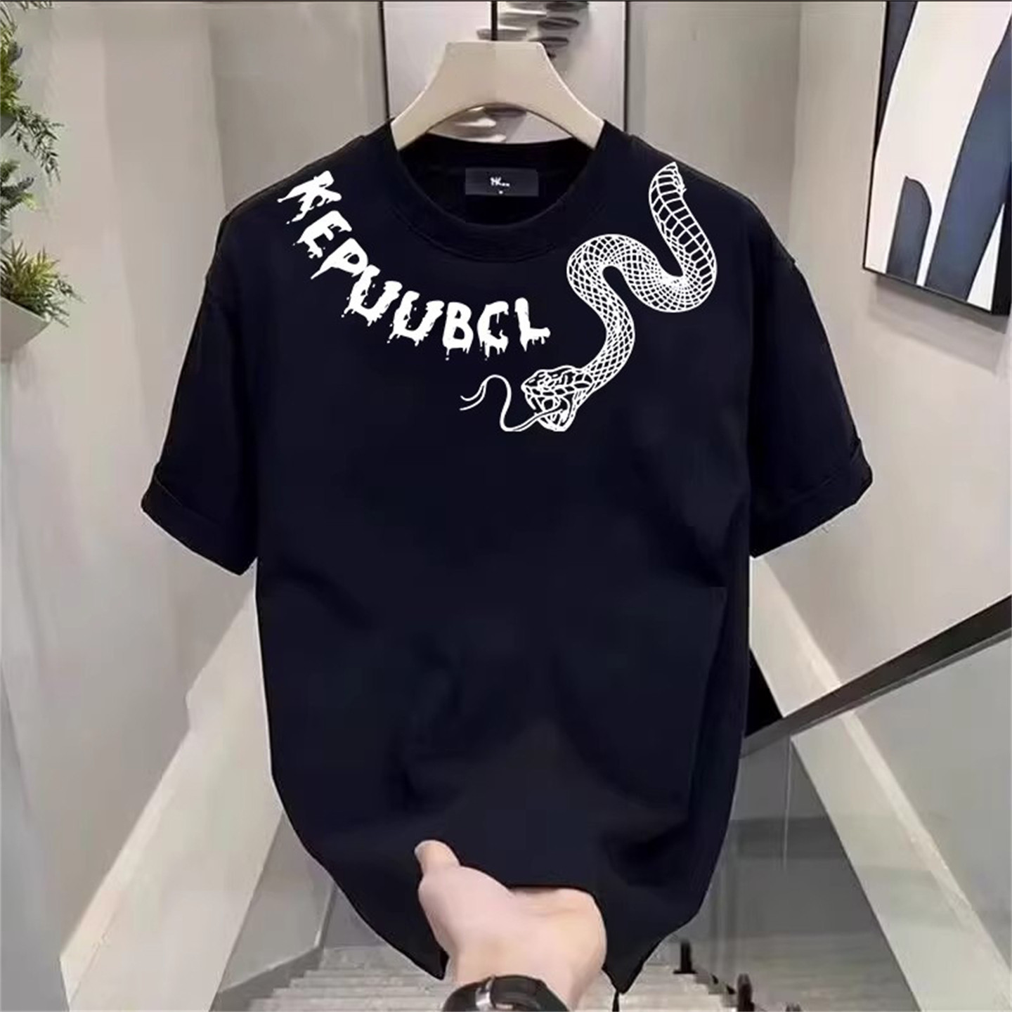 高端黑色纯棉短袖T恤男士2026新款春夏季美式潮牌半袖打底衫男款