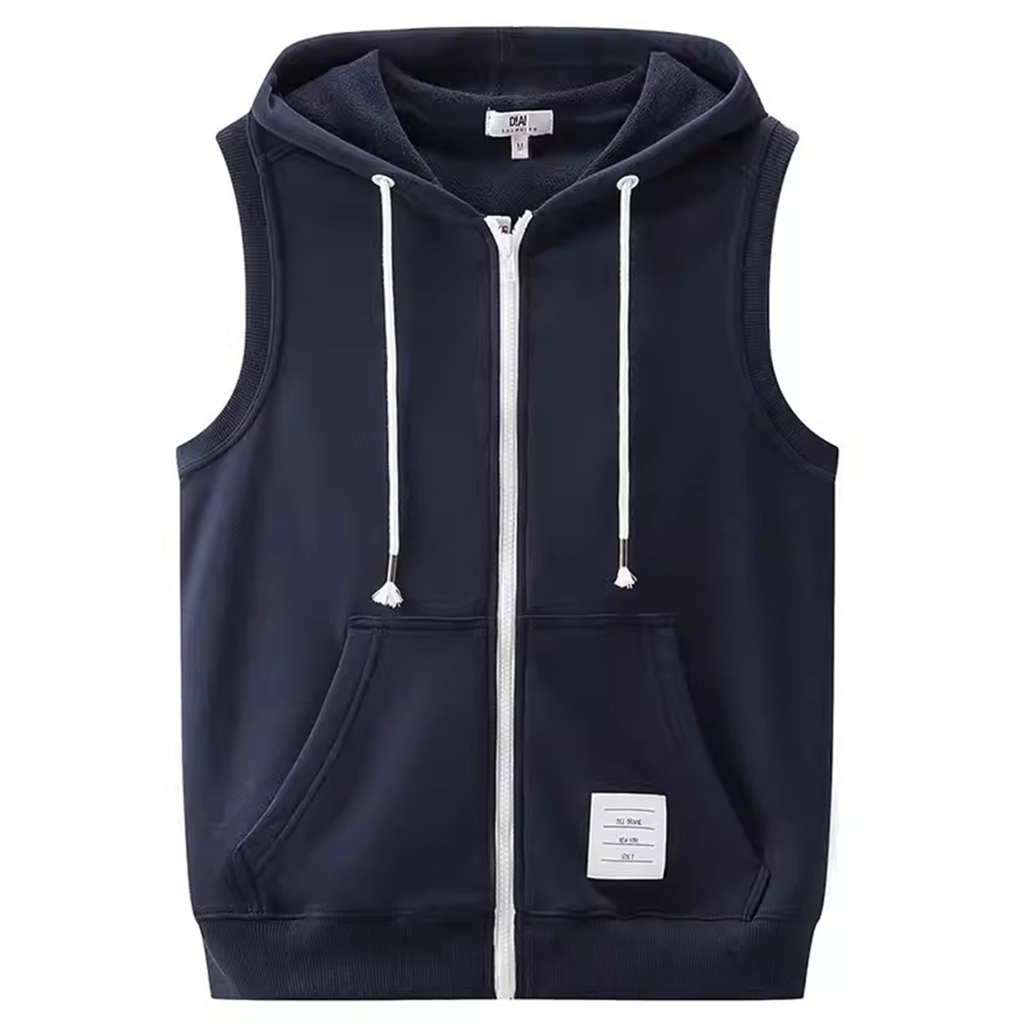 高端纯棉连帽马甲男士2026新款春季潮流坎肩拉链背心无袖马夹男款
