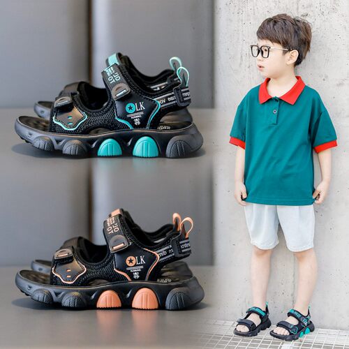 男童凉鞋夏季2026新款男孩真皮中大童宝宝软底儿童鞋子运动沙滩鞋