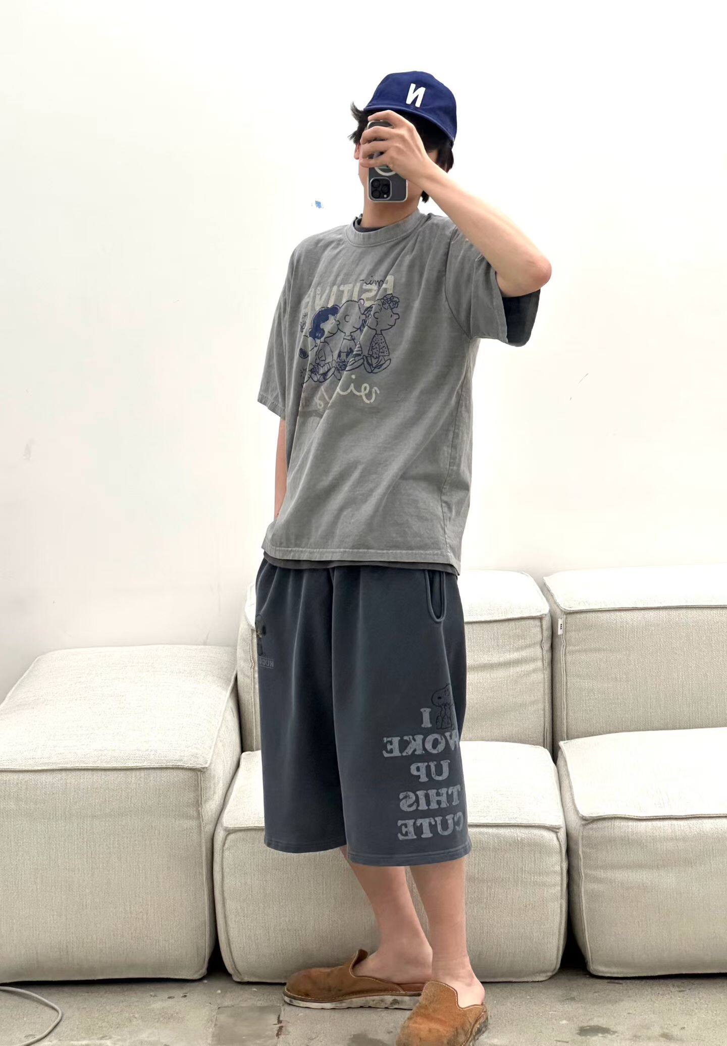东大门男史努比印花休闲短裤