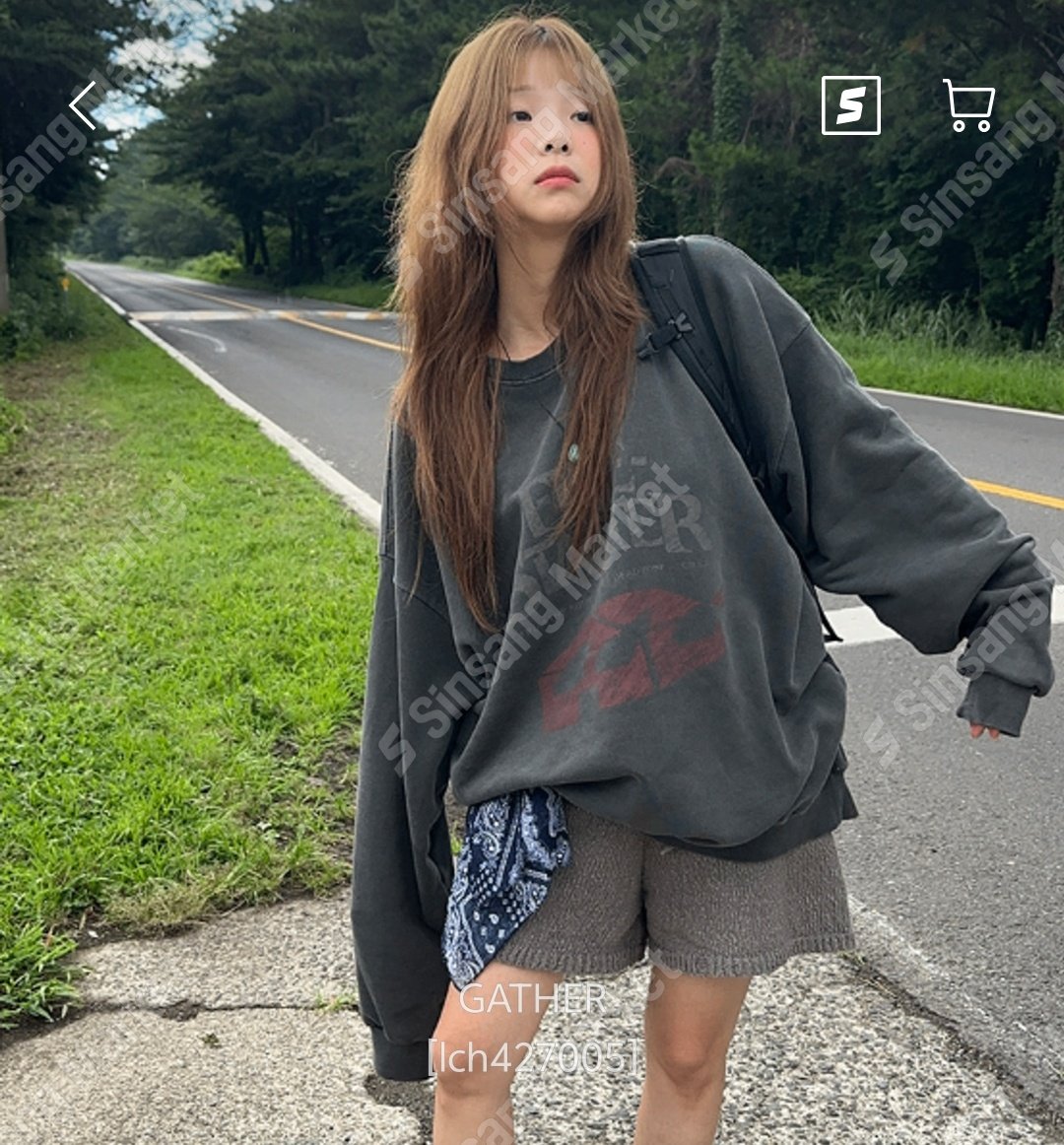 包邮2026年8月韩国东大门男装gather圆领做旧水洗宽松长袖卫衣