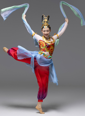 古典舞蹈龟兹敦煌飞天演出服装反弹琵琶手鼓超仙异域风情舞台表演