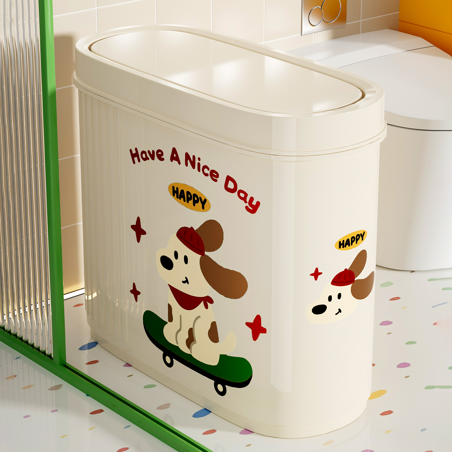 卫生间垃圾桶家用大号大容量厕所专用带盖高颜值夹缝可爱纸篓创意