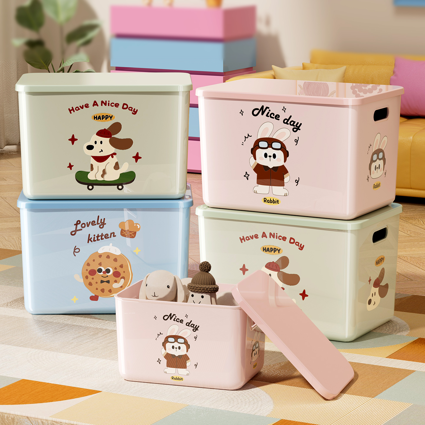 收纳盒大容量衣服带盖杂物储物筐整理加厚衣服橱柜筐置物箱子零食