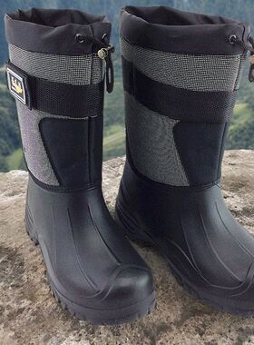 冬季加绒防水鞋男士防滑厚底保暖雨鞋泡沫EVA耐磨棉雨靴钓鱼洗车
