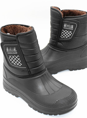 冬季泡沫加绒棉雨鞋男士防滑厚底轻便保暖防水鞋女雪地靴防寒钓鱼