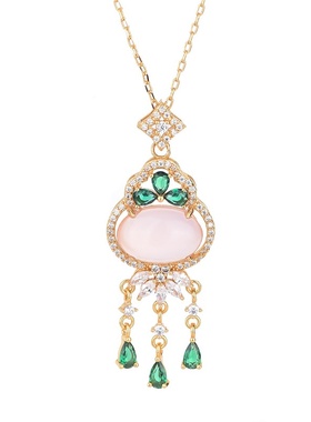 中国风古典旗袍配饰古法镀金工艺镶嵌天然玉髓玛瑙复古钱袋项链女