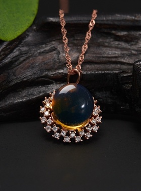 网红直播供货墨西哥二代合成蓝珀个性轻奢气质女性雪花吊坠项链