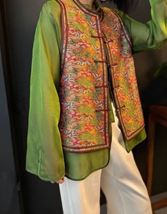 私信询价 春夏新中式刺绣宋锦蜀锦桑蚕丝外套刺绣外套马甲0301