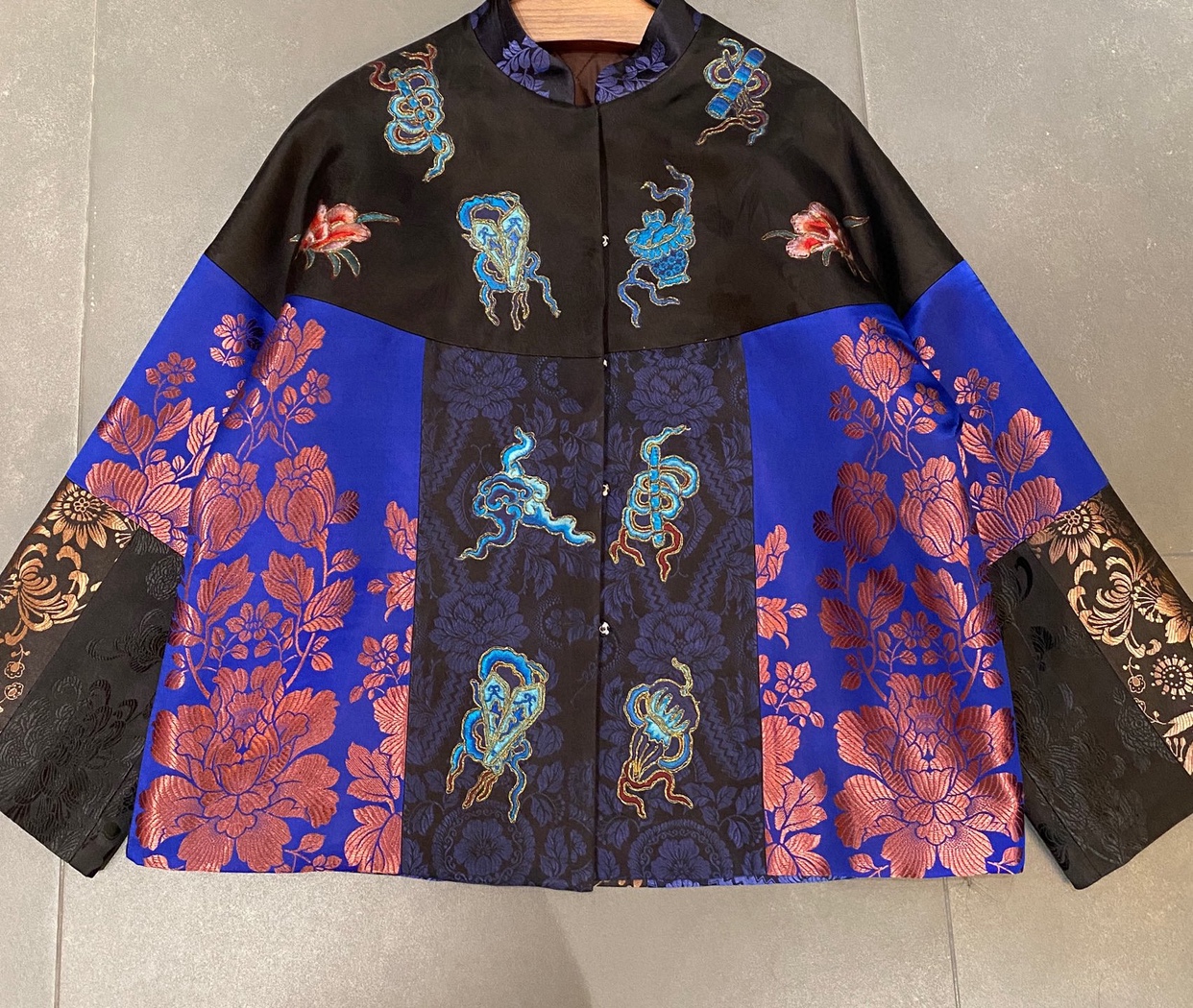 私信询价 香云纱新中式老缎宋锦蜀锦桑蚕丝上衣长袖外套1109