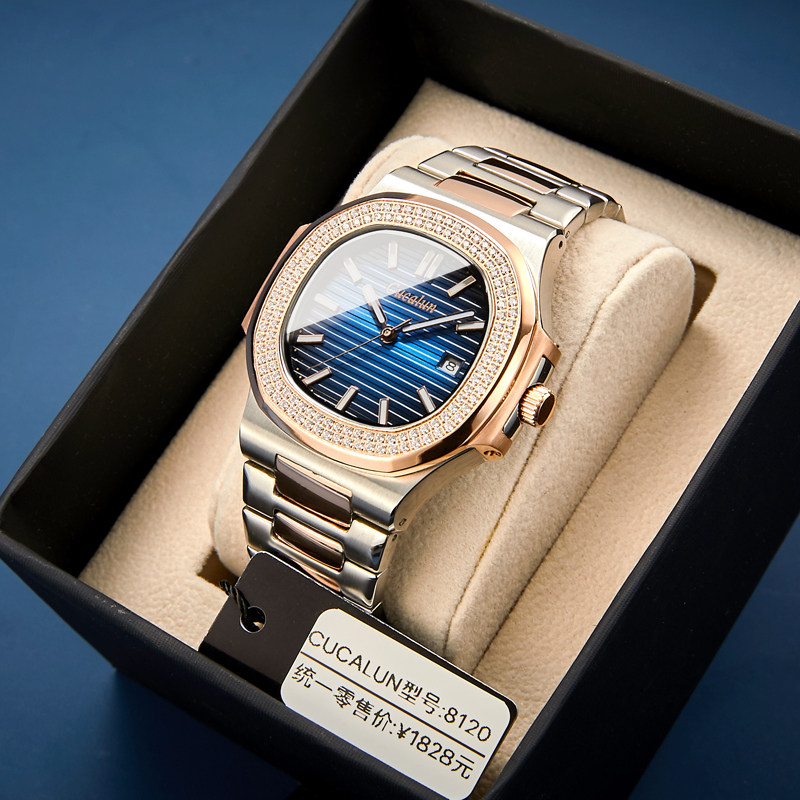 正品精钢男表防水自动机械表方形手表男特种兵夜光钢带镂空机械表