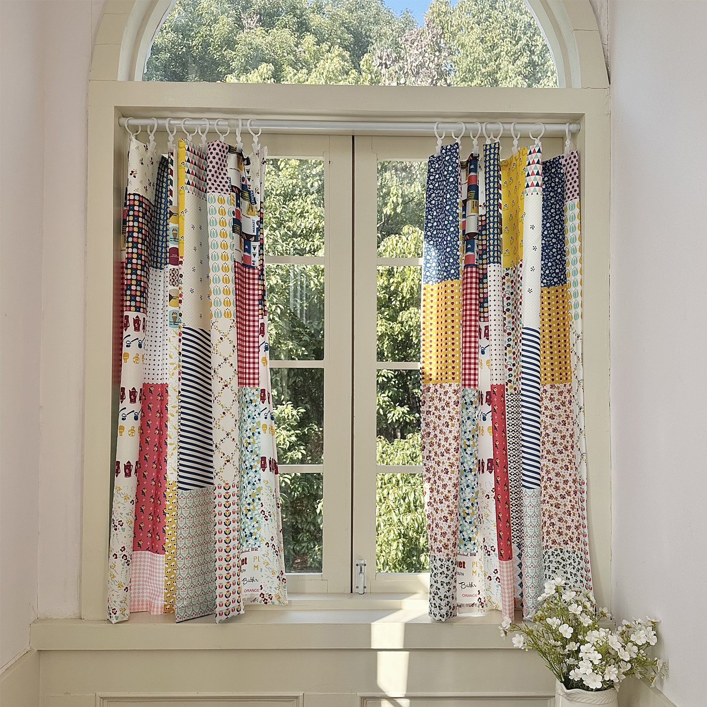 洛丽塔美式田园碎花拼布半帘短帘隔断厨房飘窗透光不透人薄纱窗帘