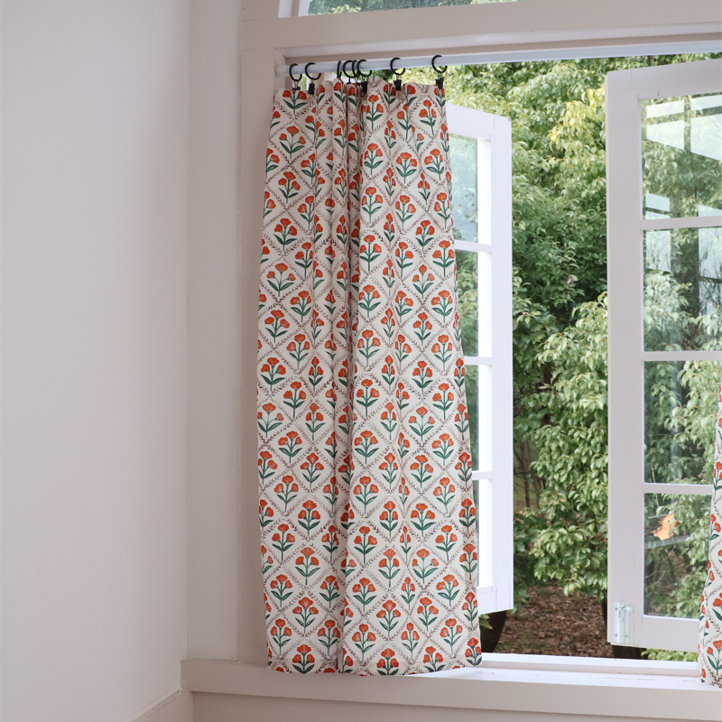 纱帘透光不透人卧室短款美式复古田园风免打孔遮挡帘高级半帘短帘