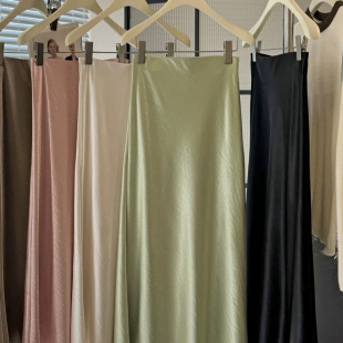 南油高货重磅醋酸半裙A字鱼尾摆斜裁工艺修身 显瘦简风气质女人感