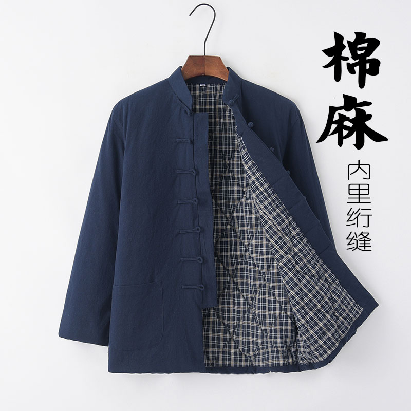 冬季加厚外套居士服夹棉唐装