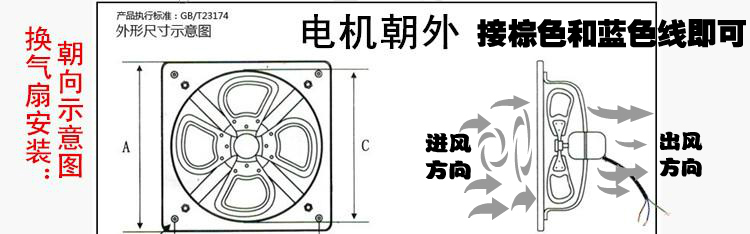 厂品好迪12寸双排换气扇风筒油烟排风扇墙式连体厨房吸烟扇大功率