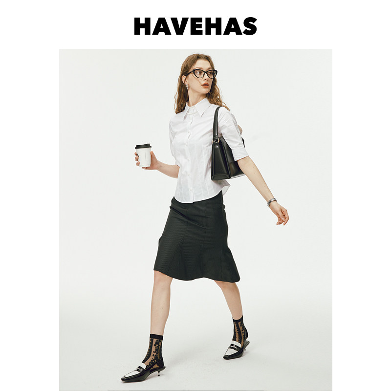 HAVEHAS 基础衣橱 经典合身收腰/宽松白衬衫 高支高密新疆长绒棉