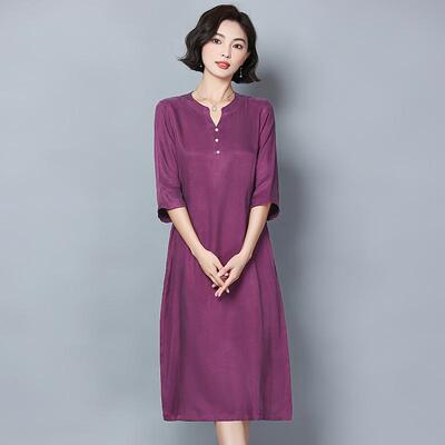 重磅真铜氨丝妈妈奶奶长裙连衣裙