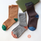 袜子女秋冬多彩条纹高品质兔绒中筒袜雅致拼色百搭条纹堆堆袜长袜