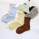 纯色卷边袜子女中筒袜简约百搭款 基础棉袜无骨缝合棉质日系堆堆袜