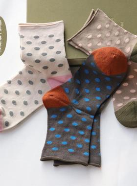 波点袜子女绢丝透气吸汗中筒袜桑蚕丝柔软舒适卷边日系百搭无骨袜