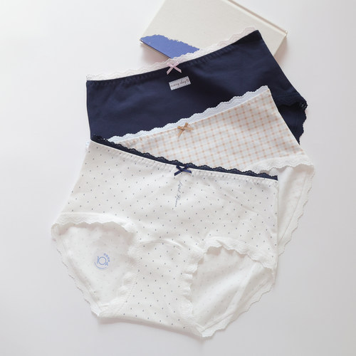 纯棉蕾丝中腰抑菌亲肤女三角裤