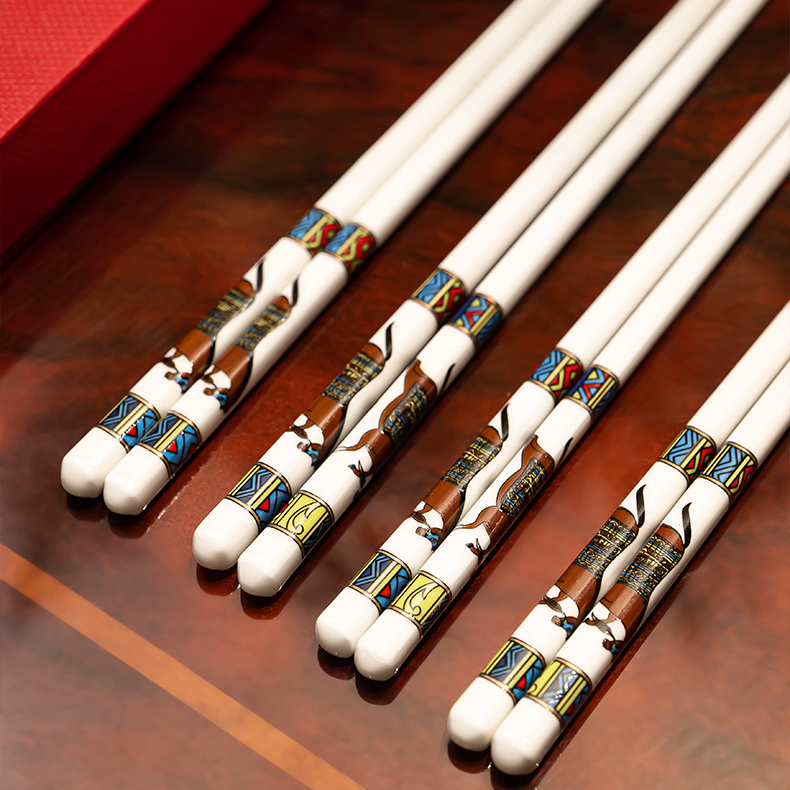 景德镇陶瓷筷子防滑防霉骨瓷高档10双套装家用欧式耐高温餐具公筷