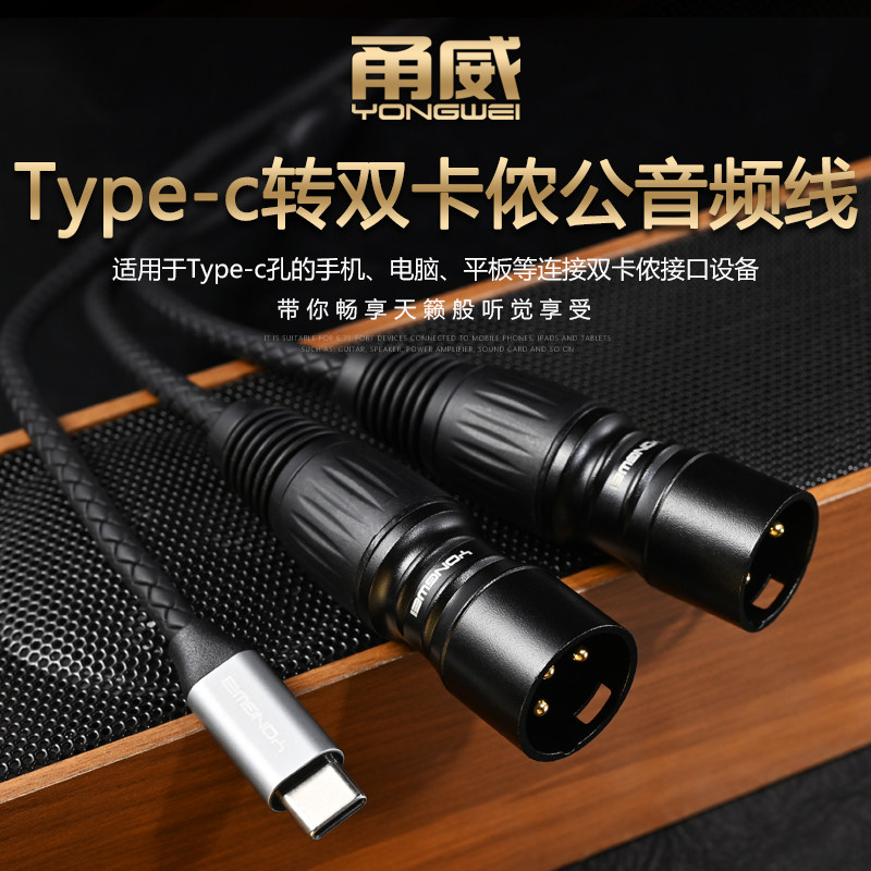 甬威 TYPE-C转双卡侬公音频线 适用于oppo华为vivo三星手机平板连接卡农调音台功放音响音箱效果器音频转接线