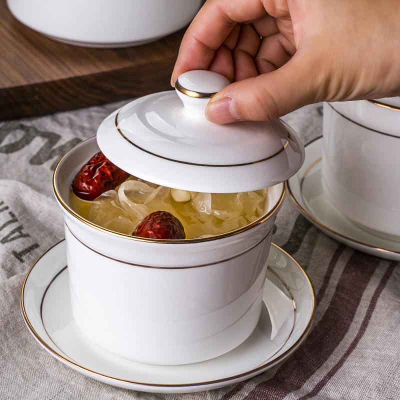 陶瓷燕窝炖盅隔水炖家用一人份酒店炖盅内胆罐汤盅碗商用蒸蛋碗