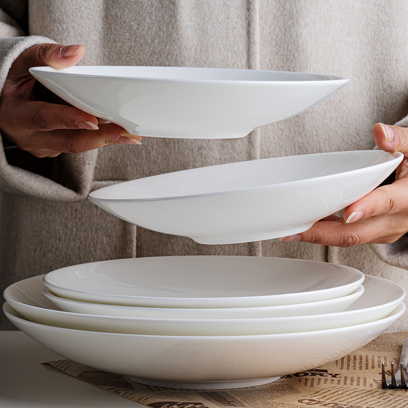 清珂汤盘骨瓷大众圆形简约可微波