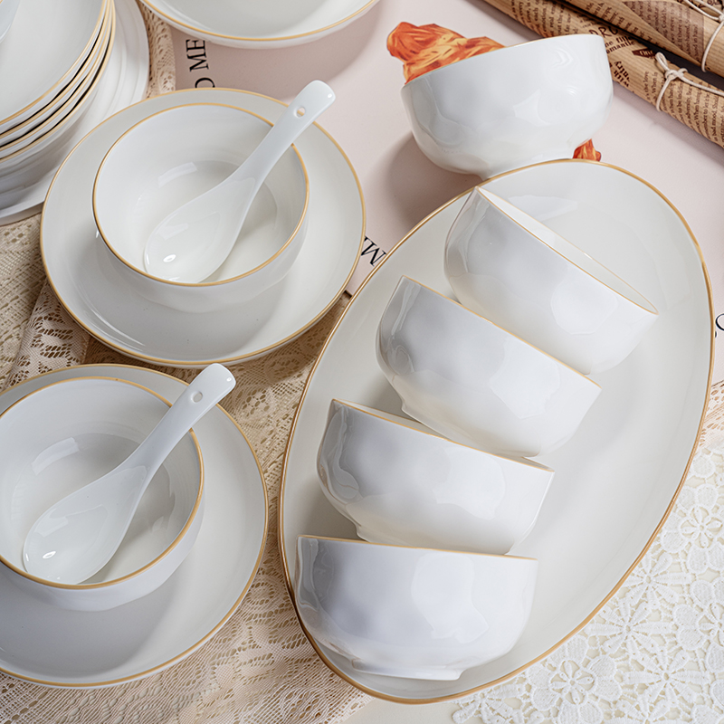 釉下彩餐具套装，手工捶纹纹理