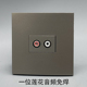 深灰色86型一位红白莲花音频插座AV莲花双孔音频免焊接多媒体面板