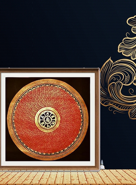 纯手绘矿物质颜料六字真言