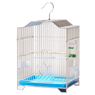 虎皮鹦鹉鸟笼大型号八哥黄雀牡丹鹦鹉笼电镀不锈钢金属鸟笼子家用