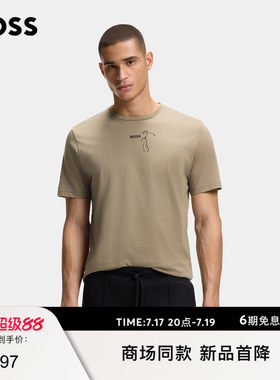 【速干性】BOSS博斯 男士26年夏季新款高尔夫艺术图案棉质 T 恤