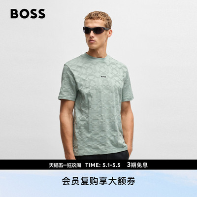 圆圈提花图案宽松版型棉质T恤