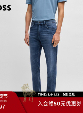 BOSS博斯 男士2025年新款Maine 蓝色常规版型牛仔裤
