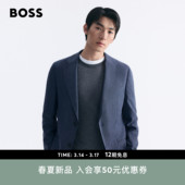 新款 26年春季 图案弹性羊毛混纺修身 版 外套 BOSS博斯 型西装 男士