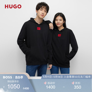 红色徽标标签棉质连帽运动卫衣 秋冬款 BOSS雨果博斯男士 HUGO