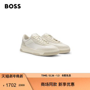 新年礼物 混合皮革鞋 BOSS博斯 2025秋款 面低帮运动鞋 男士