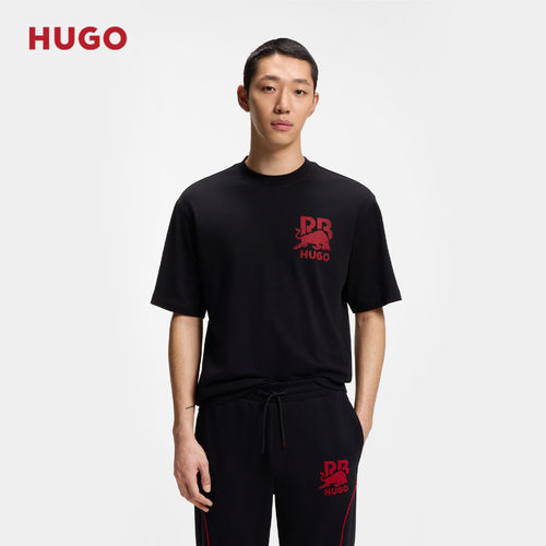 HUGO雨果 男士26年夏季新款HUGO x RB 公牛图案宽松版型 T 恤