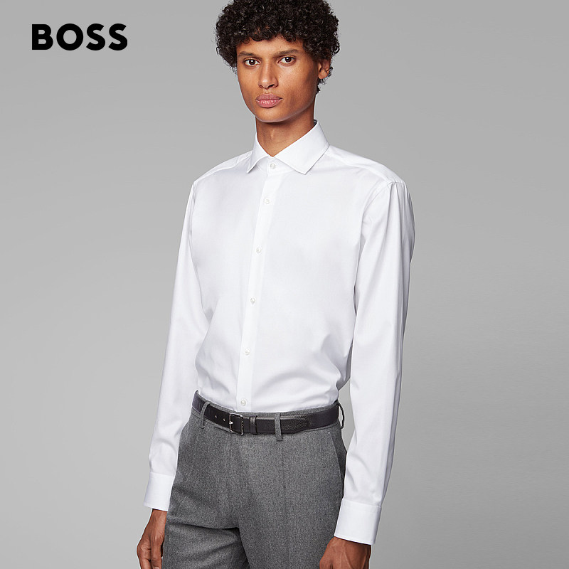 HUGO BOSS雨果博斯男士经典款商务休闲舒适百搭长袖衬衫