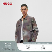 HUGO 夹克 BOSS男春夏漂白效果迷彩印花外套衬衫