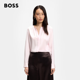 礼物 常规版 BOSS博斯 新款 型无领弹力女士衬衫 女士26年夏季