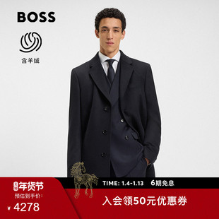 【含羊绒】BOSS博斯 男士25年冬季新款羊毛羊绒混纺羊毛大衣外套