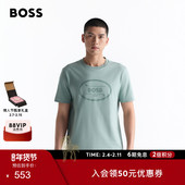 高尔夫徽标棉质平纹T恤 男士 100%棉 BOSS博斯
