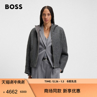 新款 女士25年冬季 BOSS博斯 绒面衬里休闲短大衣外套 含羊毛